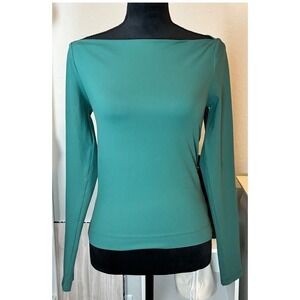 Intimately Free People Top Womens S Teal Boat Neck Long Sleeve Stretch Slim Fit